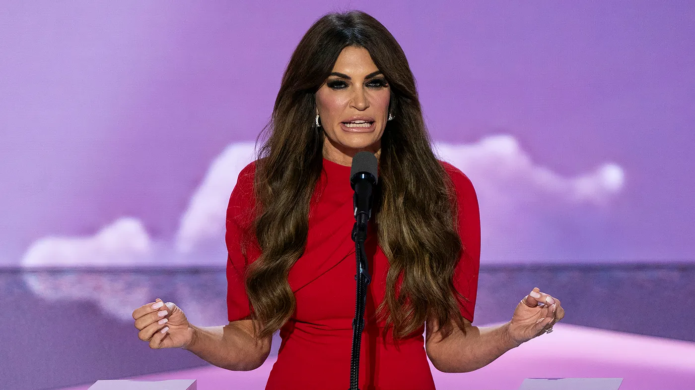 Kim Guilfoyle addresses the Republican National Convention at Fiserv Forum in Milwaukee, July 17, 2024.