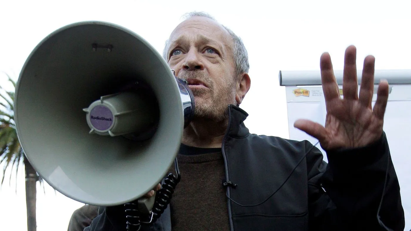 Former Secretary of Labor Robert Reich speaks at Justin Herman Plaza where Occupy San Francisco demonstrators have set up an encampment in San Francisco, Oct. 19, 2011. (AP Photo/Jeff Chiu)