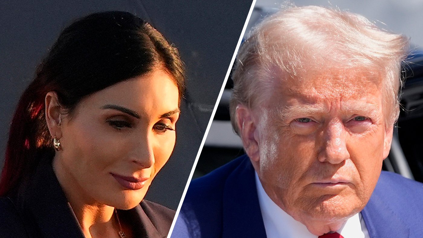 Laura Loomer, left, and President Trump.