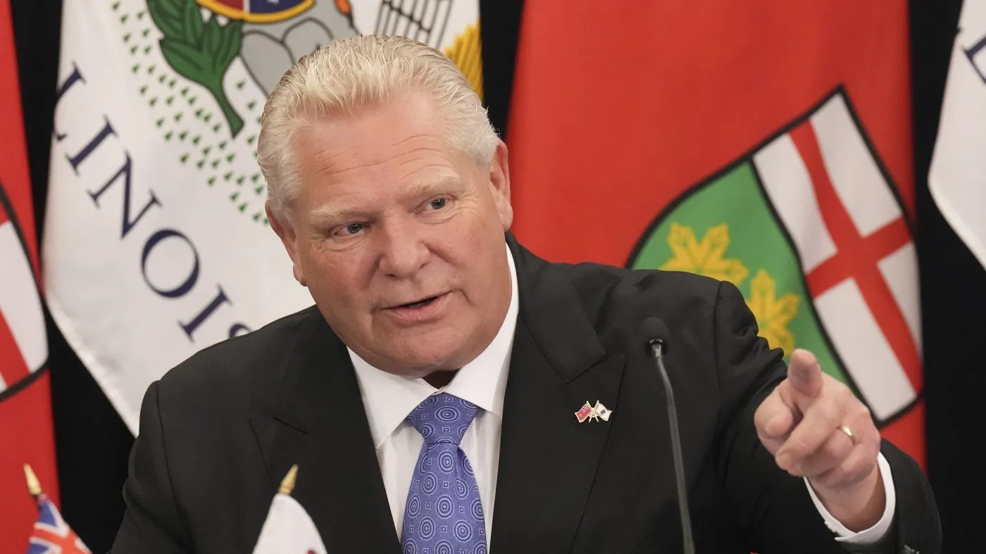 Ontario Premier Doug Ford attends a signing of a memorandum of understanding with of Illinois Gov. J.B. Pritzker, at the U.S.-Canada Summit in Toronto, Canada, June 11, 2024.