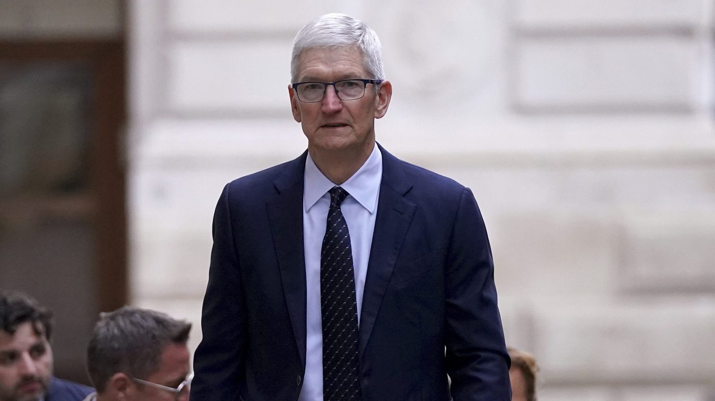 Apple CEO Tim Cook in London, Dec. 11, 2024.