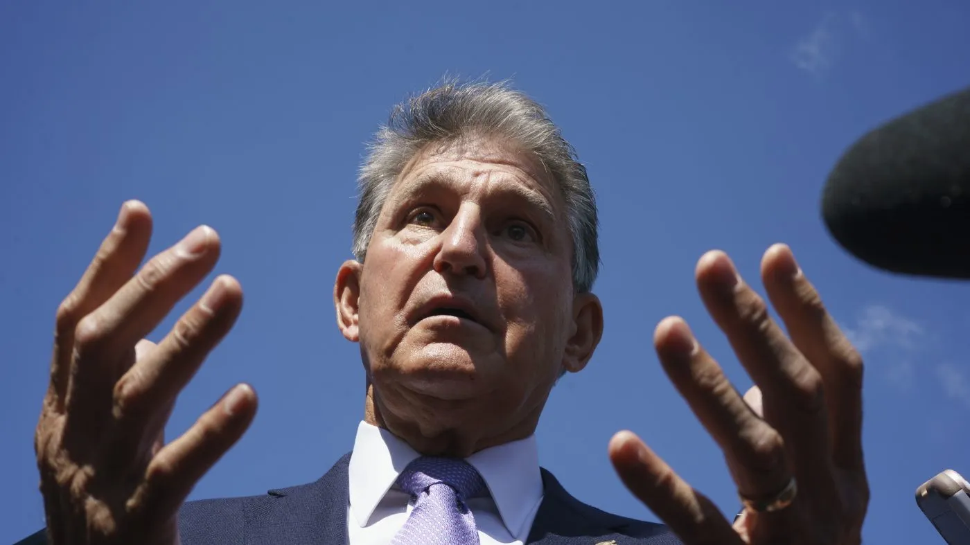 FILE—Sen. Joe Manchin, D-W.Va., speaks to reporters at the Capitol in Washington, Thursday, Sept. 30, 2021. Manchin will deliver his final speech on the floor of the Senate today, Tuesday, Dec. 3, 2024. (AP Photo/J. Scott Applewhite, File)