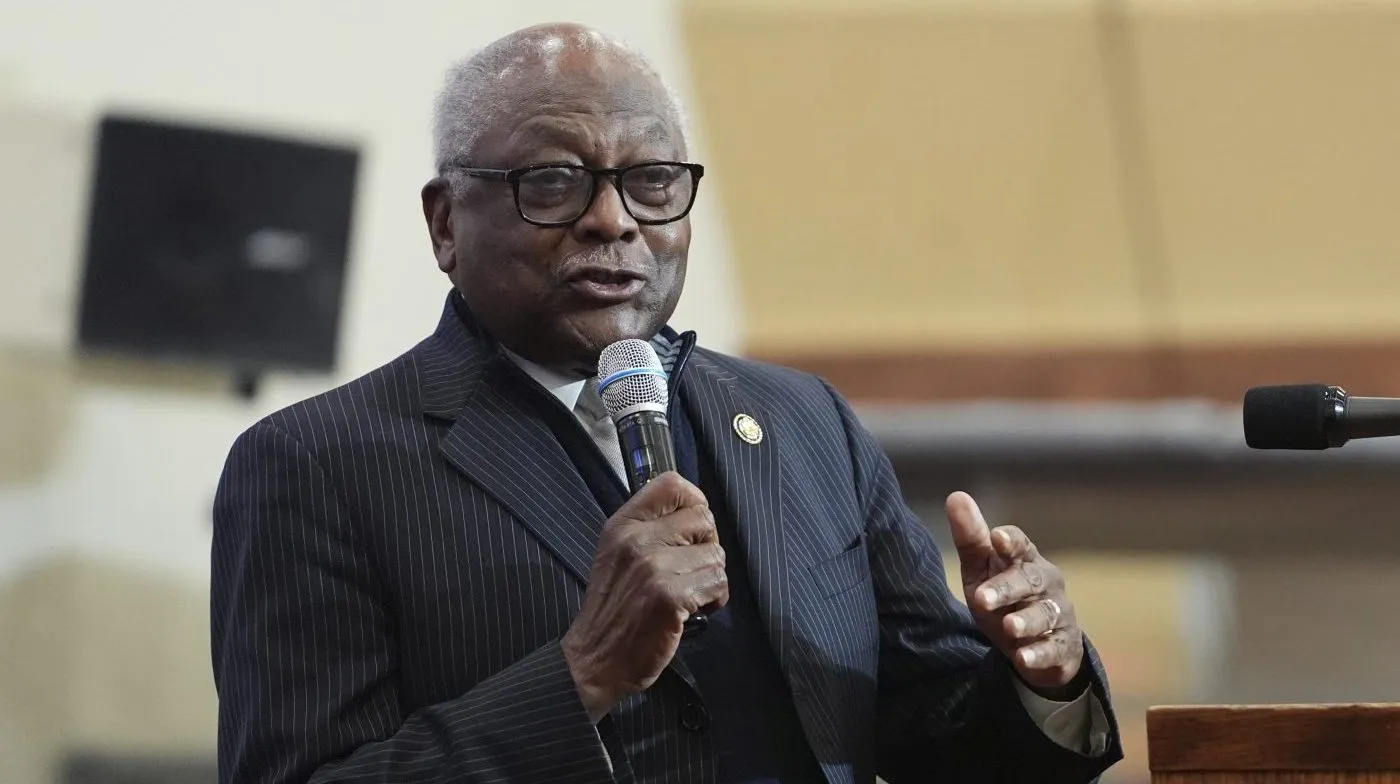 Rep James Clyburn (D-S.C.) speaks during a church service attended by President Biden and first lady Jill Biden, at Royal Missionary Baptist Church in North Charleston, S.C., on Jan. 19, 2025.