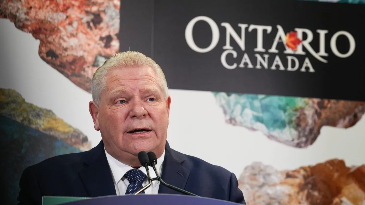 Ontario Premier Doug Ford delivers remarks in Toronto, Ontario, on March 3, 2025. (Photo by Mert Alper Dervis/Anadolu via Getty Images)