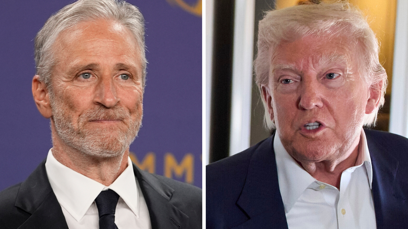 Jon Stewart; President Trump.