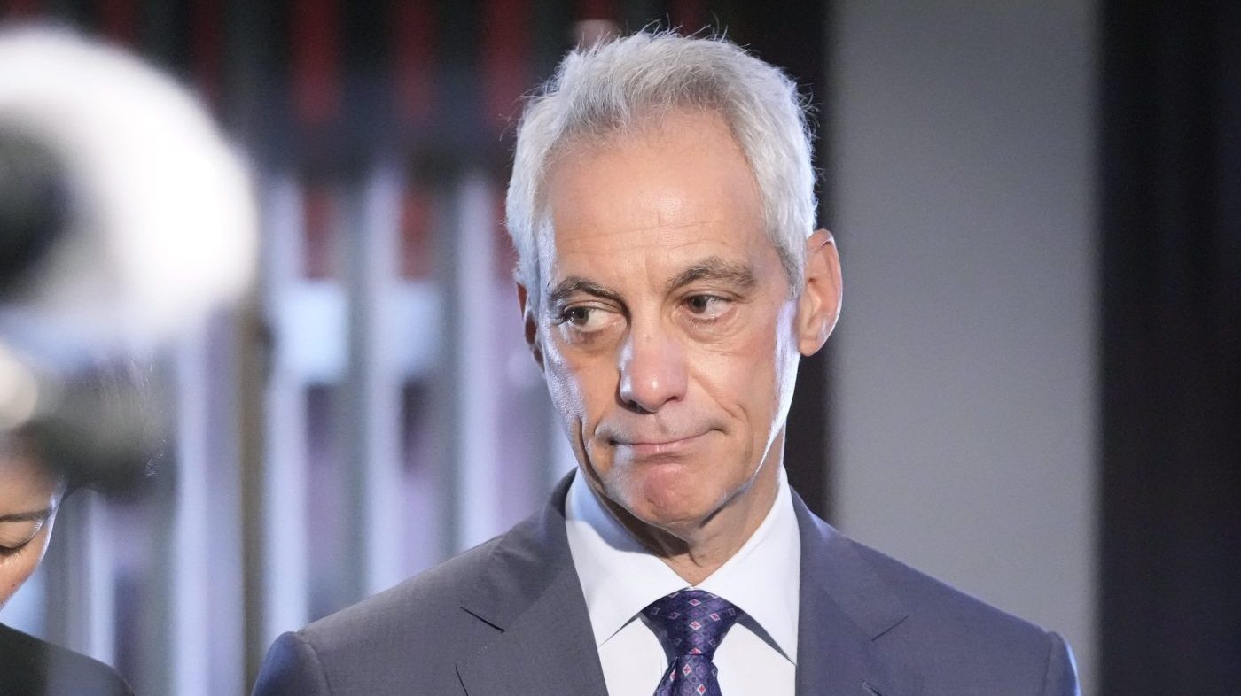 Rahm Emanuel, former U.S. ambassador to Japan, speaks to the media on Friday, Aug. 9, 2024. (AP Photo/Shuji Kajiyama)