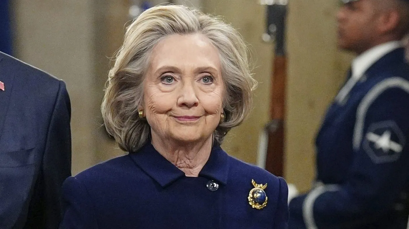 Former Secretary of State Hillary Clinton arrives to the Rotunda of the U.S. Capitol in Washington, Jan. 20, 2025.