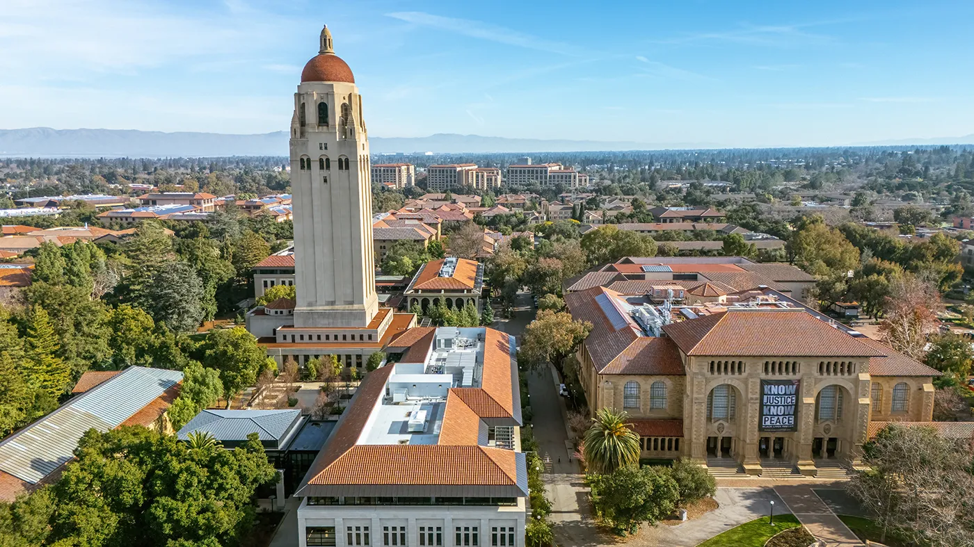 Aerial view of Stanford University.