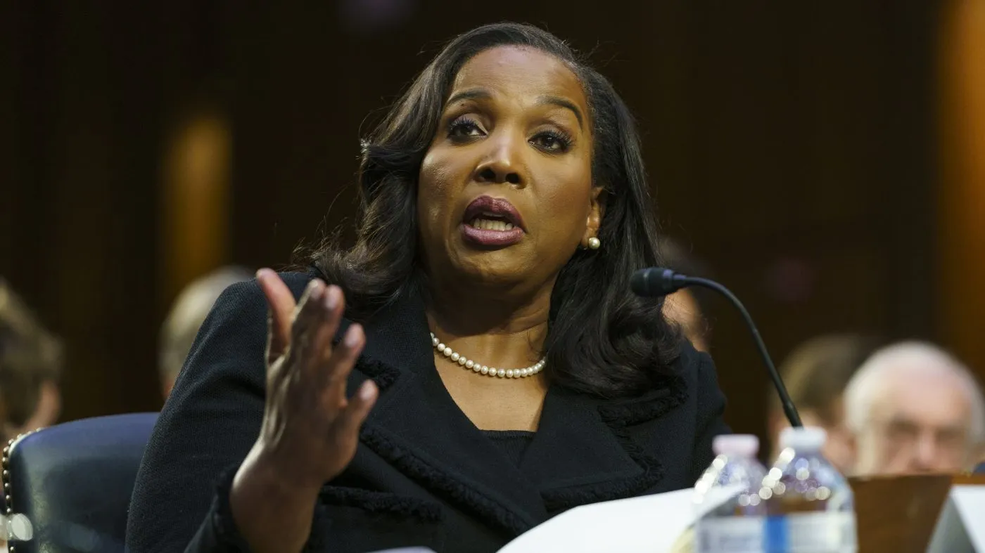 Lisa Cook, member of the Federal Reserve board of governors, is seen during a Senate Banking, Housing, and Urban Affairs Committee hearing to discuss nominations on June 21, 2023.