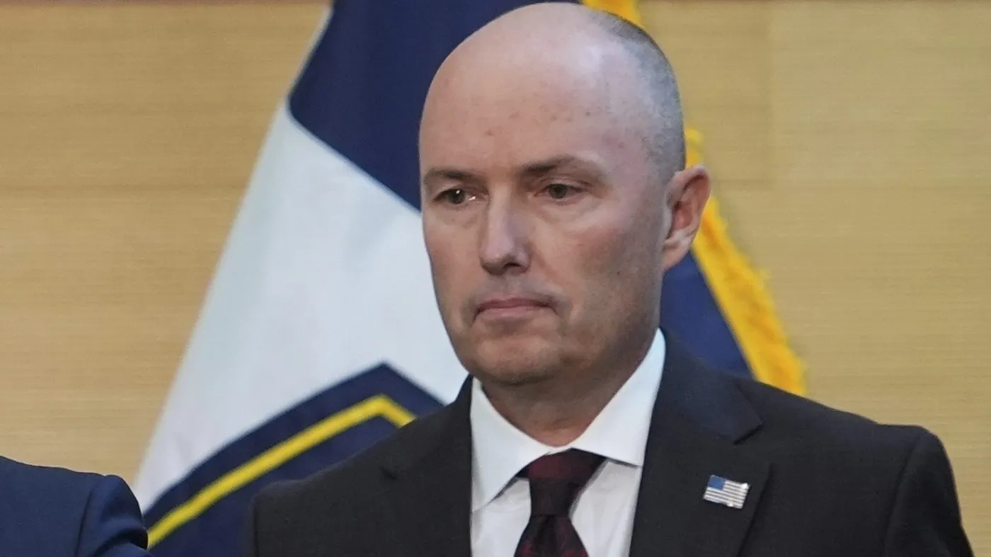 Utah Gov. Spencer Cox listens during a news conference, Sept. 12, 2025, in Orem, Utah.