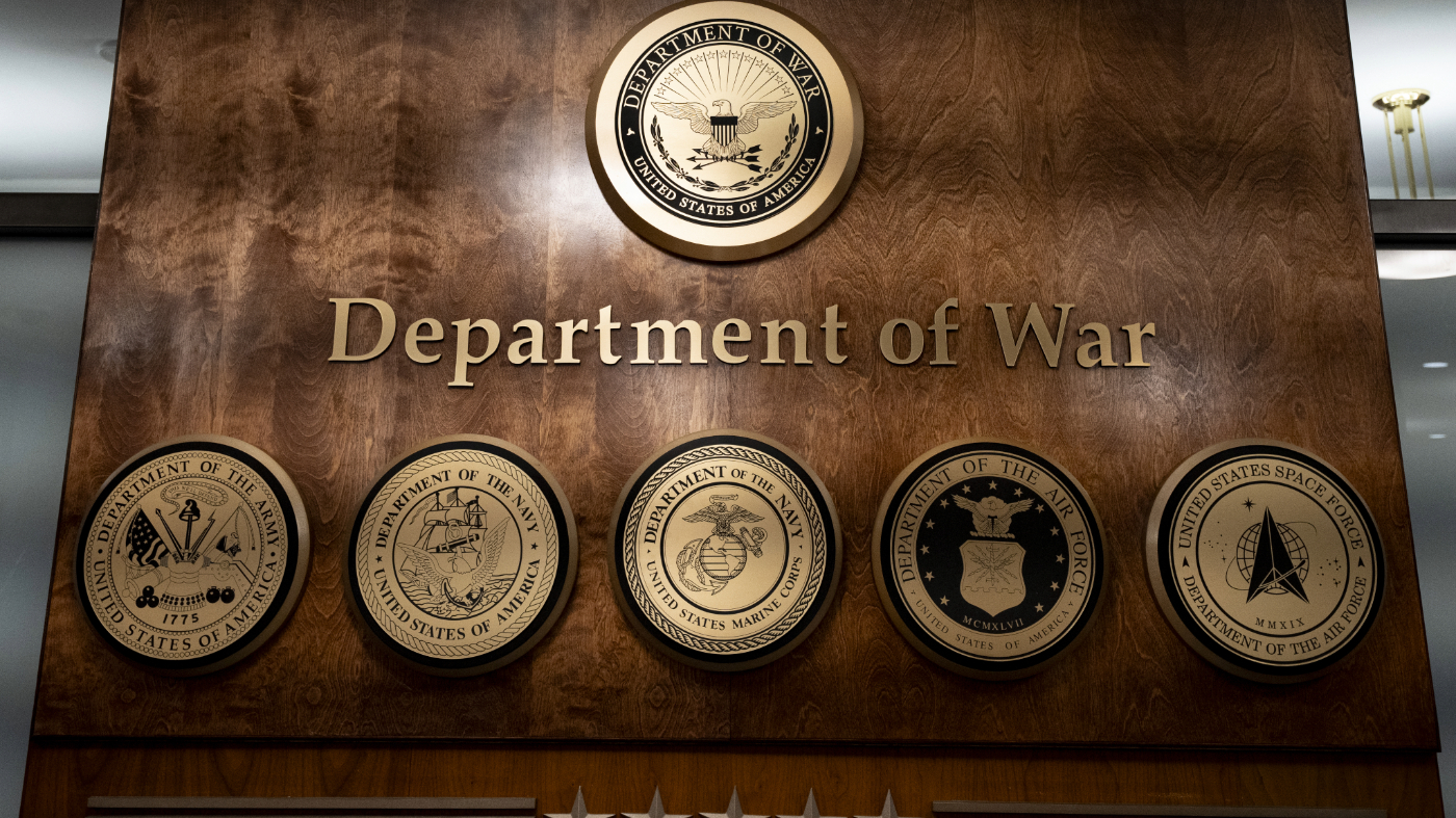 The New Department of War logo is seen after US President Donald Trump signed an order to rename the Department of Defense to the Department of War in the Pentagon, Washington D.C., United States on September 15, 2025. (Photo by Celal Gunes/Anadolu via Getty Images)