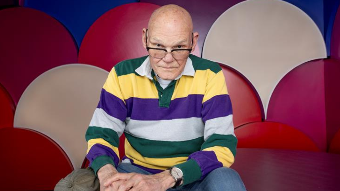 Political pundit James Carville poses for a photo on Oct. 31, 2024, in Savannah, Ga.