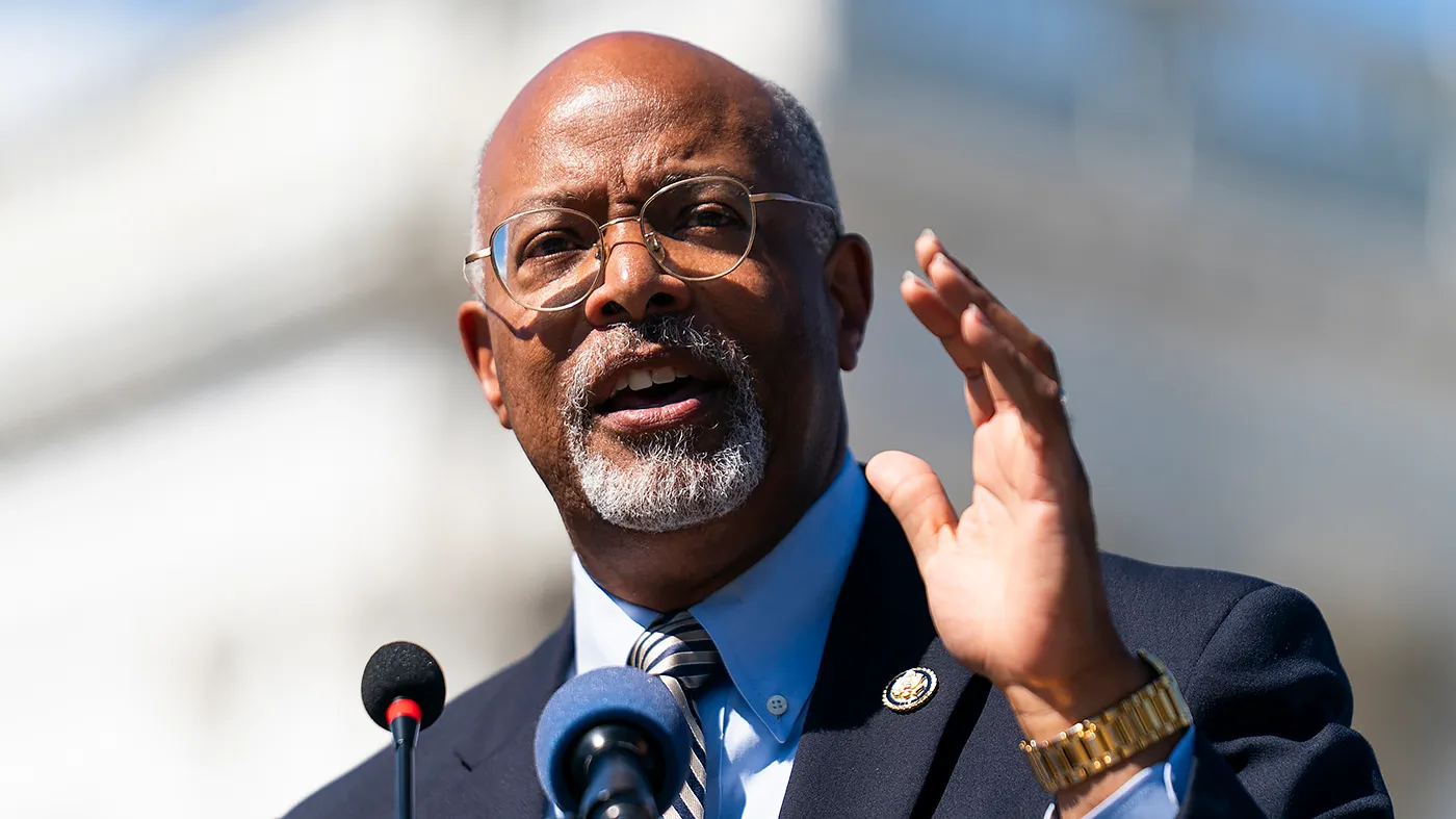 Rep. Glenn Ivey (D-Md.) addresses reporters during a press conference on Oct. 6, 2025, to discuss proposed cuts to NASA.