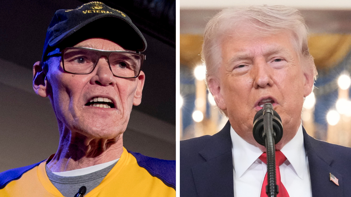 Democratic strategist James Carville and President Trump. (AP Photo/Andrew Harnik/Alex Brandon, Pool)