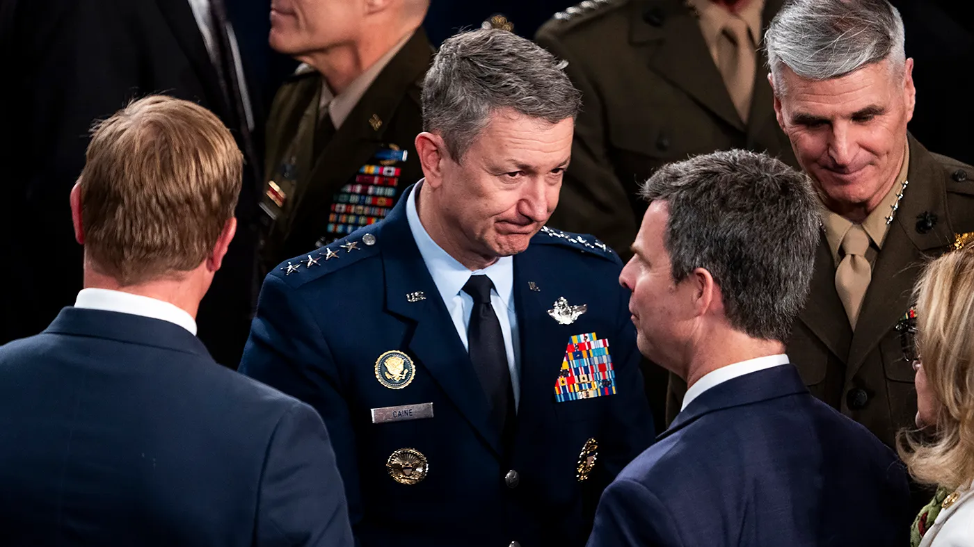 Joint Chiefs of Staff Dan Caine is seen before King Charles III of Britain gives an address to a joint meeting of Congress at the U.S. Capitol in Washington, D.C., on Tuesday, April 28, 2026.