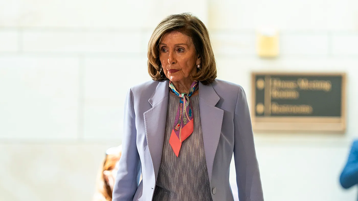 Rep. Nancy Pelosi (D-Calif.) arrives for a Days of Remembrance ceremony and Congressional Gold Medal presentation posthumously to Benjamin Ferencz on Tuesday, April 14, 2026, at the U.S. Capitol in Washington, D.C.