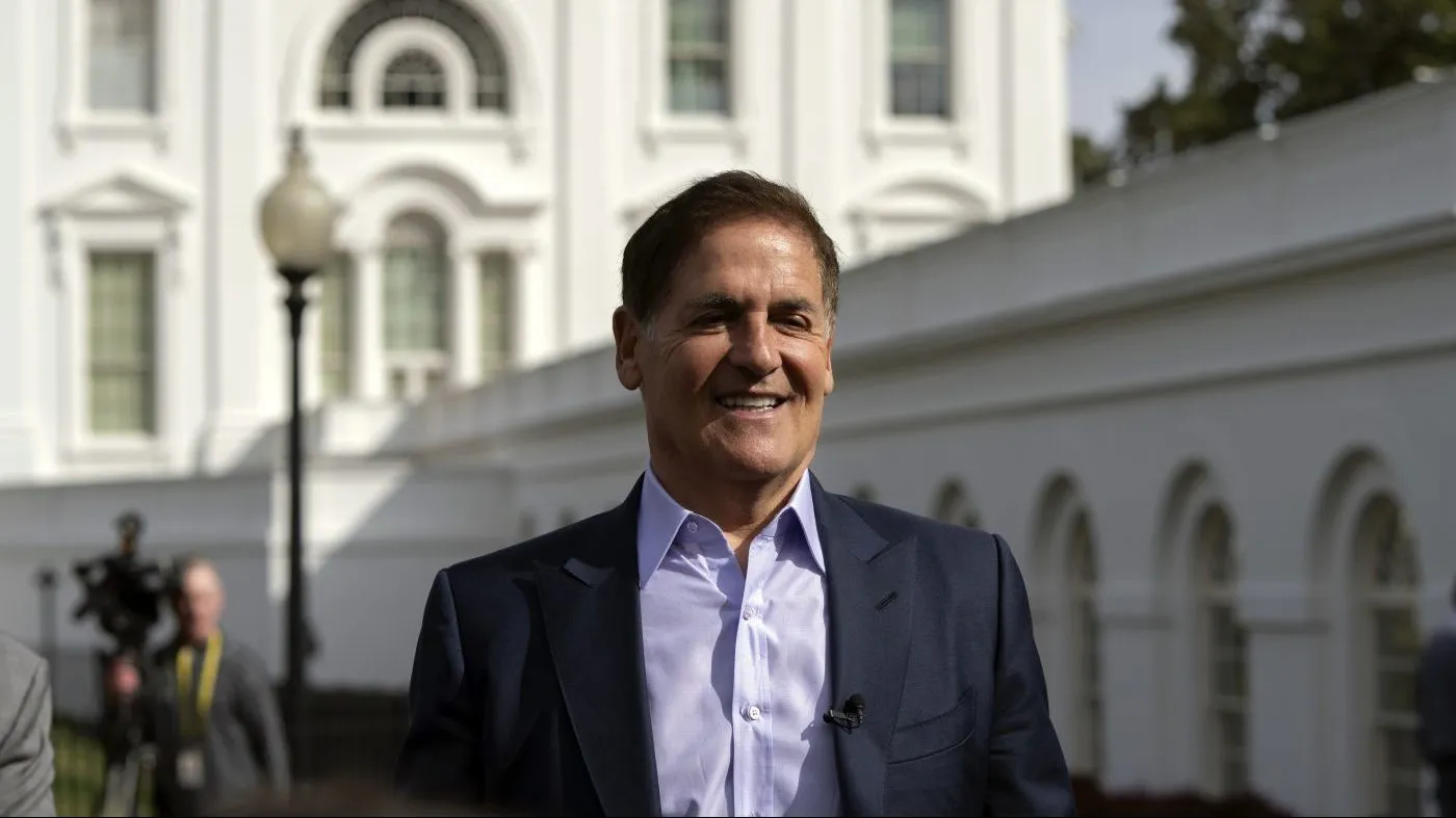 Businessman Mark Cuban speaks after attending meetings at the White House, March 4, 2024, in Washington. (AP Photo)