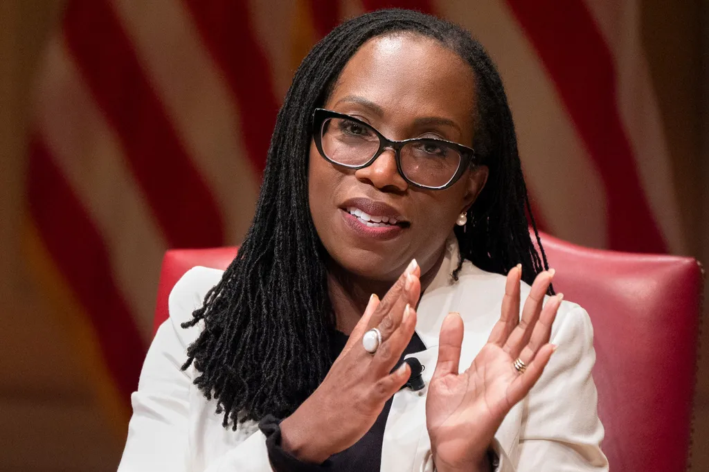 File – Supreme Court Justice Ketanji Brown Jackson speaks to the 2025 Supreme Court Fellows Program, Feb. 13, 2025, at the Library of Congress in Washington. (AP Photo/Jacquelyn Martin, Pool, File)
