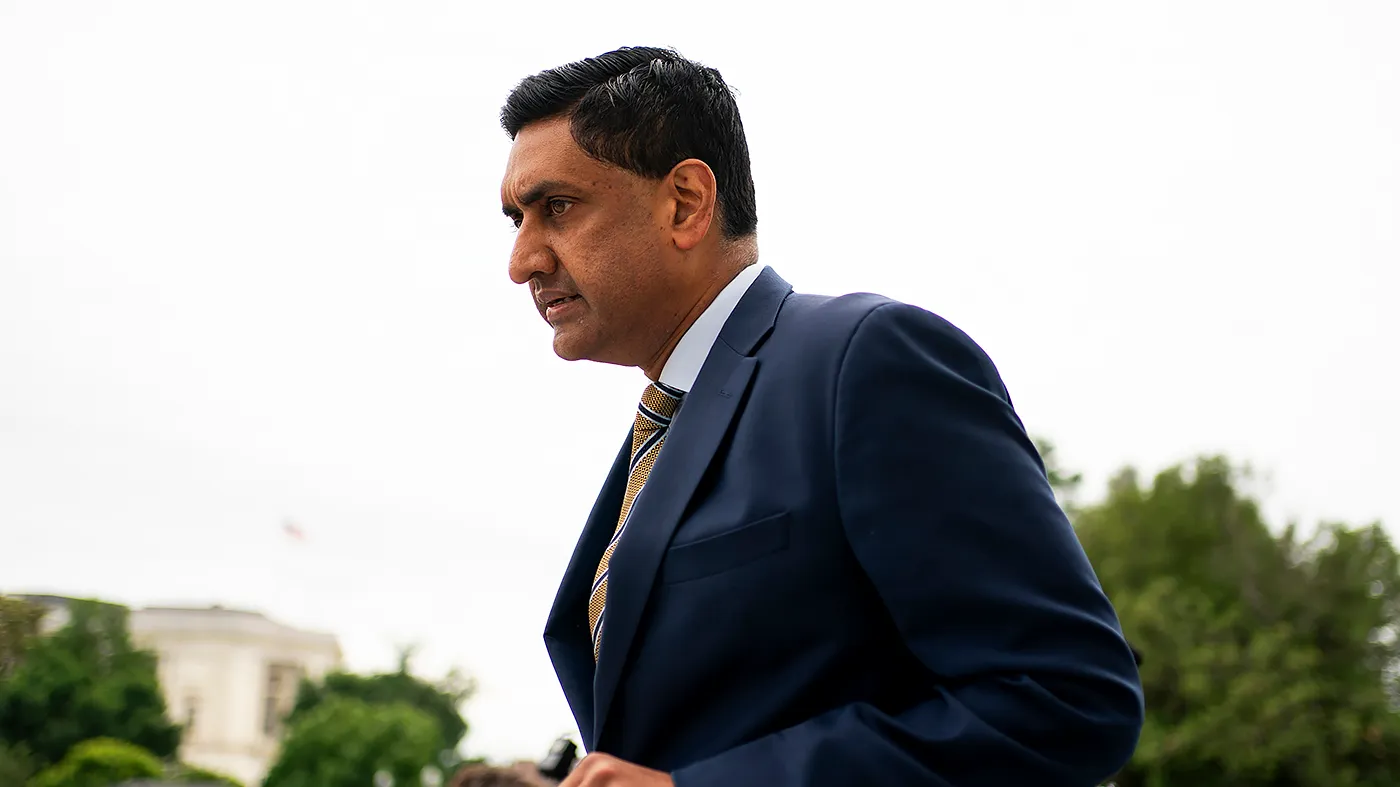 Rep. Ro Khanna (D-Calif.) arrives to the Capitol on May 21, 2026, for a series of votes including the Smithsonian American Women’s History Museum and a Democratic-led war powers bill on Iran.