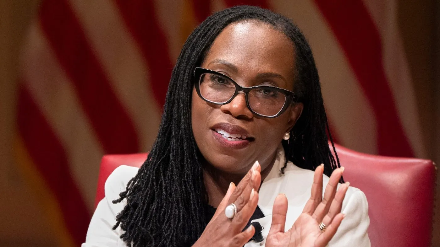 Supreme Court Justice Ketanji Brown Jackson speaks to the 2025 Supreme Court Fellows Program, Feb. 13, 2025, at the Library of Congress in Washington.