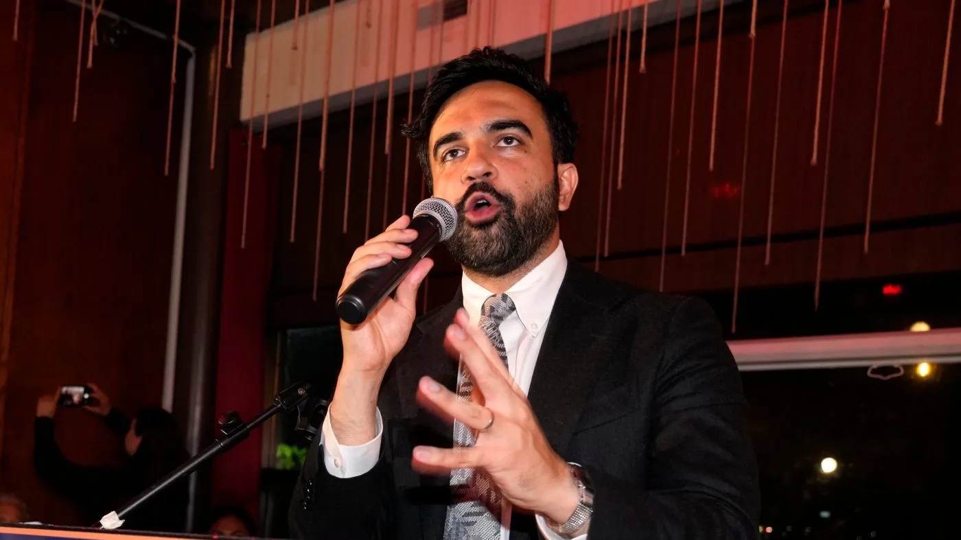 New York City Mayor Zohran Mamdani speaks to supporters for Democratic congressional candidate Darializa Avila Chevalier during an election night watch party on June 23, 2026, in New York.