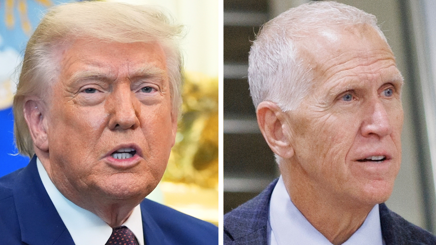 President Trump, left, and Sen. Thom Tillis (R-N.C.).