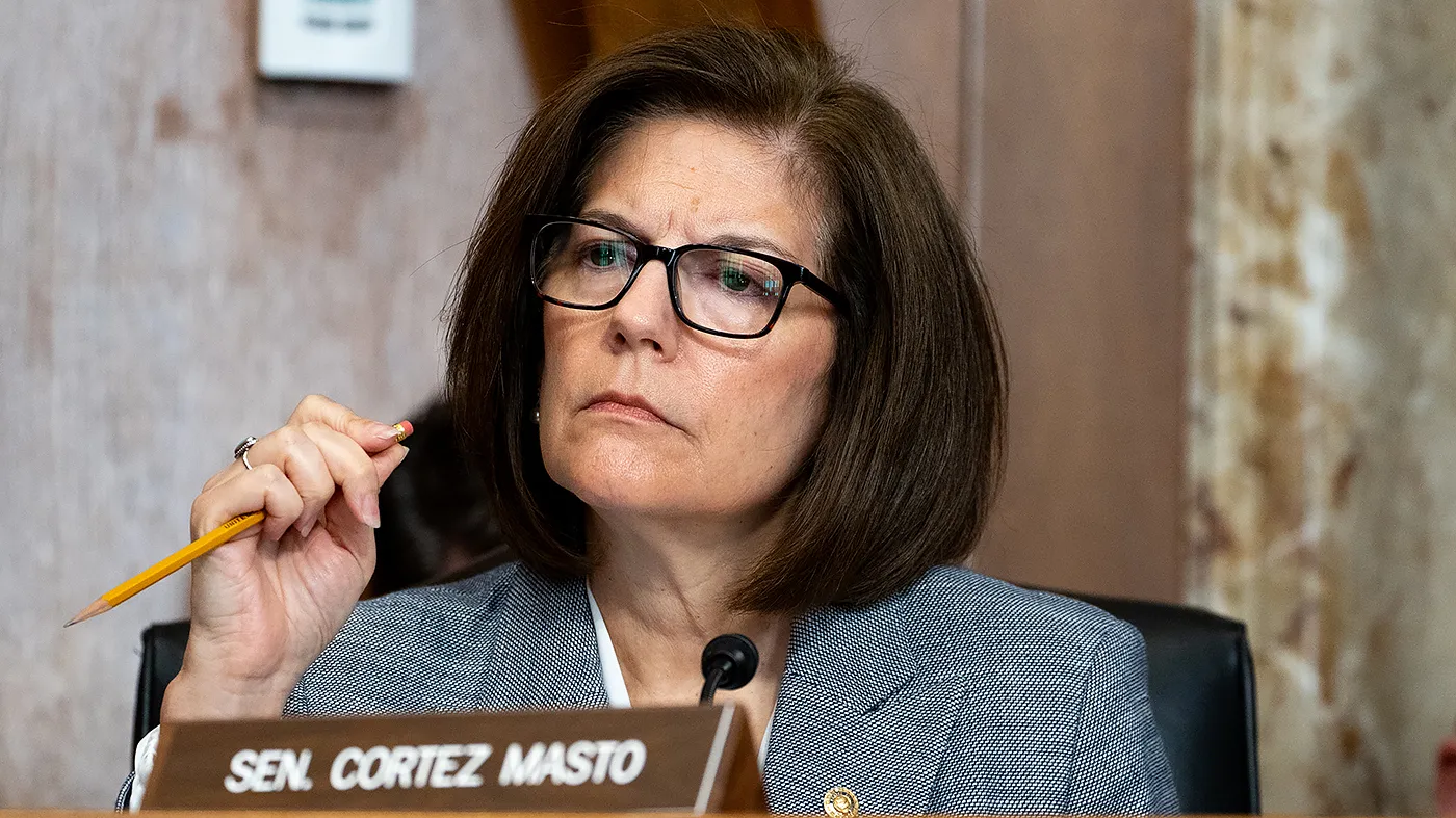 Sen. Catherine Cortez Masto (D-Nev.) listens to U.S. territory leaders answers during the Senate Energy and Natural Resources Committee hearing to examine the state of the U.S. Territories at the Capitol on June 17, 2026.