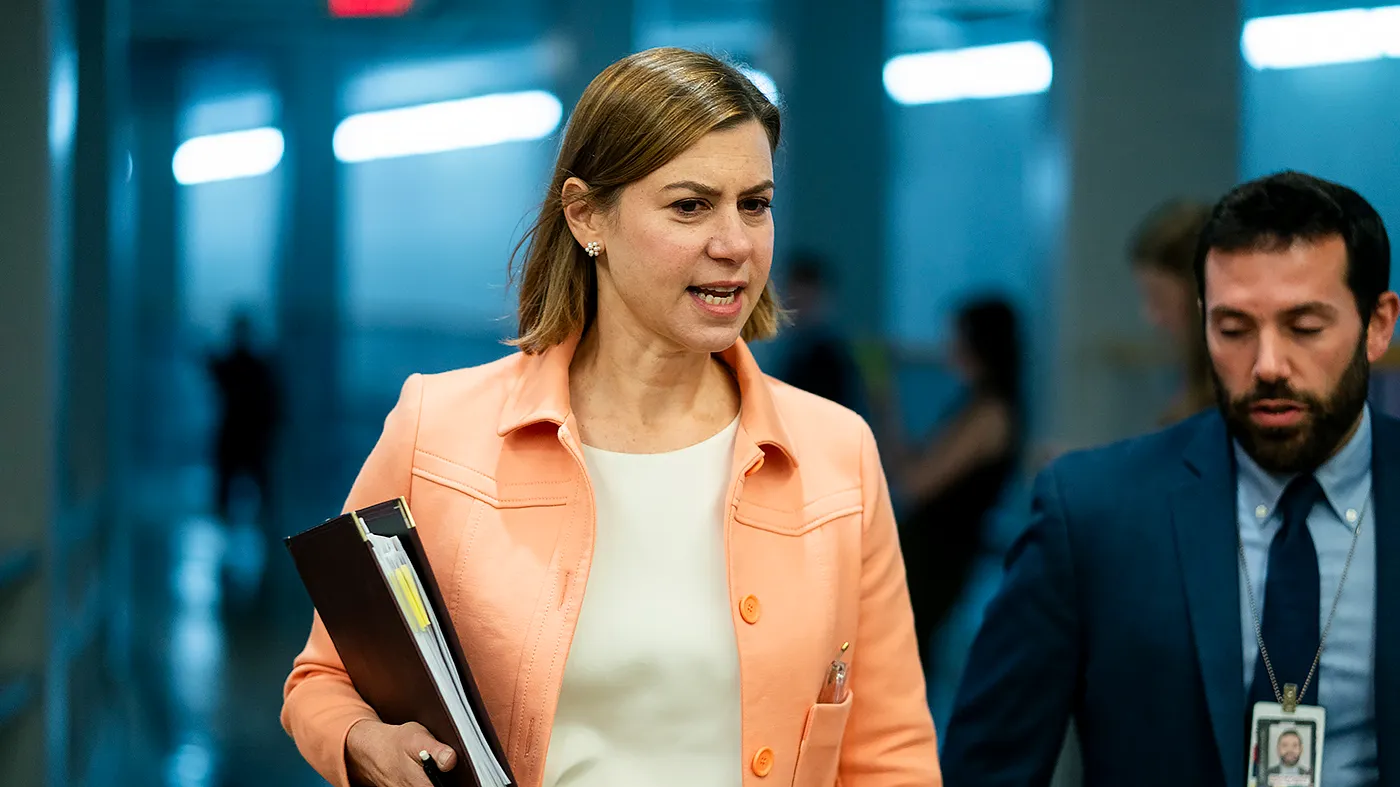 Sen. Elissa Slotkin (D-Mich.) arrives for a vote at the Capitol on Tuesday, June 16, 2026.