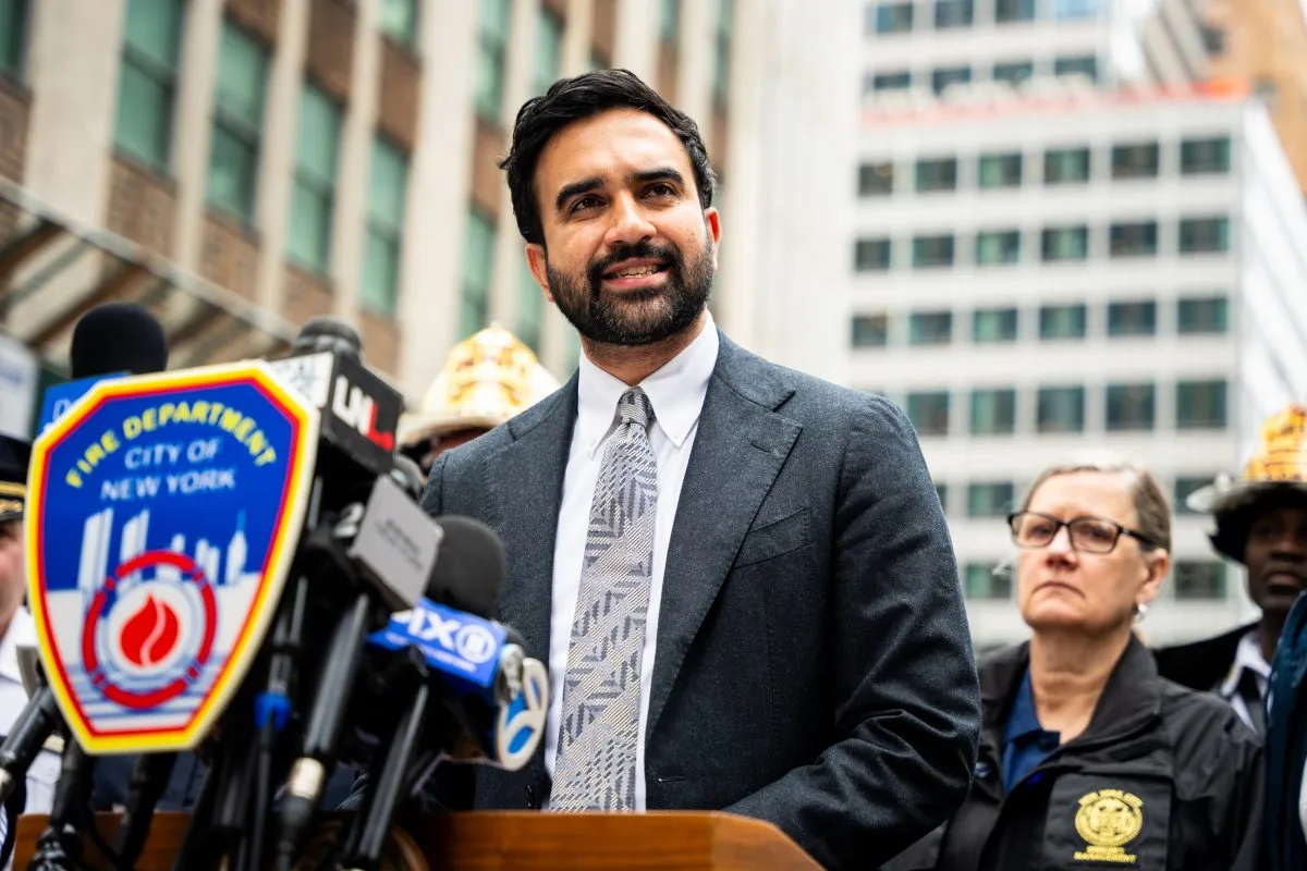 New York City Mayor Zohran Mamdani speaks about the unstable building at 235 East 42nd Street and the surrounding buildings that were evacuated, July 7, 2026, in New York.