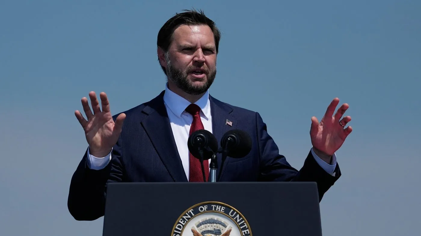 Vice President Vance speaks on the flight deck of the USS Kearsarge (LHD-3) in the New York harbor during The International Naval Review honoring America’s 250th Anniversary, July 4, 2026, in New York.