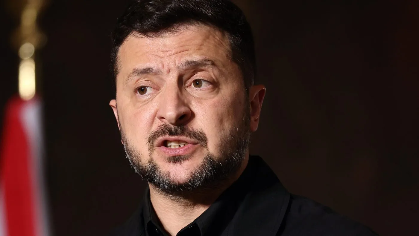 Ukrainian President Volodymyr Zelensky addresses a press conference after the Coalition of the Willing summit on security guarantees for Ukraine in Paris on July 13, 2026.