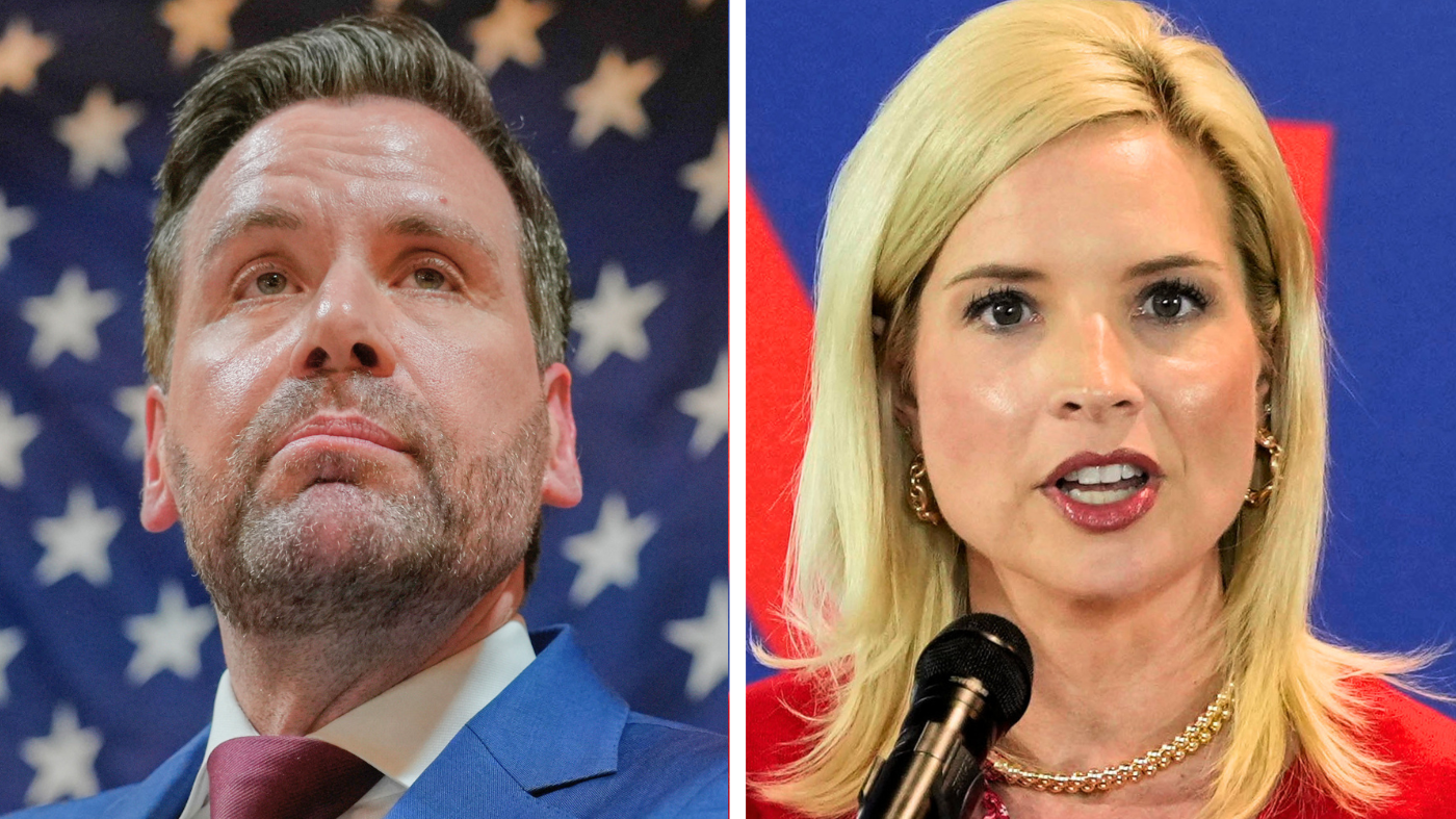 Rep. Ashley Hinson (R-Iowa), left, and Democratic state Rep. Josh Turek.