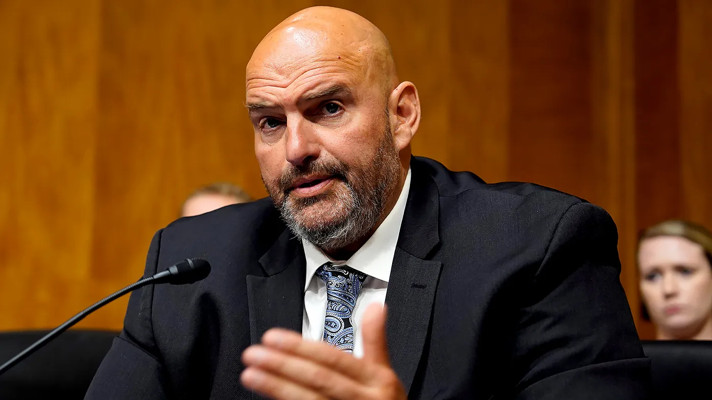 Sen. John Fetterman (D-Pa.) questions Dr. Anthony Fauci, former director of the National Institute of Allergy and Infectious Diseases at the National Institutes of Health, during a Senate Homeland Security and Governmental Affairs Committee hearing to discuss his role during the COVID-19 pandemic on July 29, 2026.