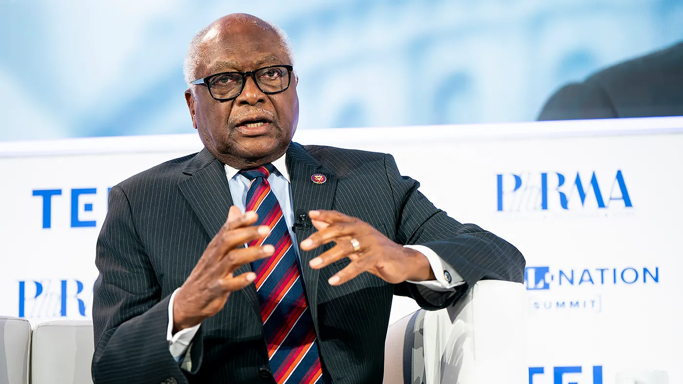 Rep. James Clyburn (D-S.C.) and NewsNation political editor Chris Stirewalt discuss federal strategy and economic mobility in rural communities during the second annual Hill Nation Summit at the Hamilton Hotel in Washington, D.C., on July 15, 2026.