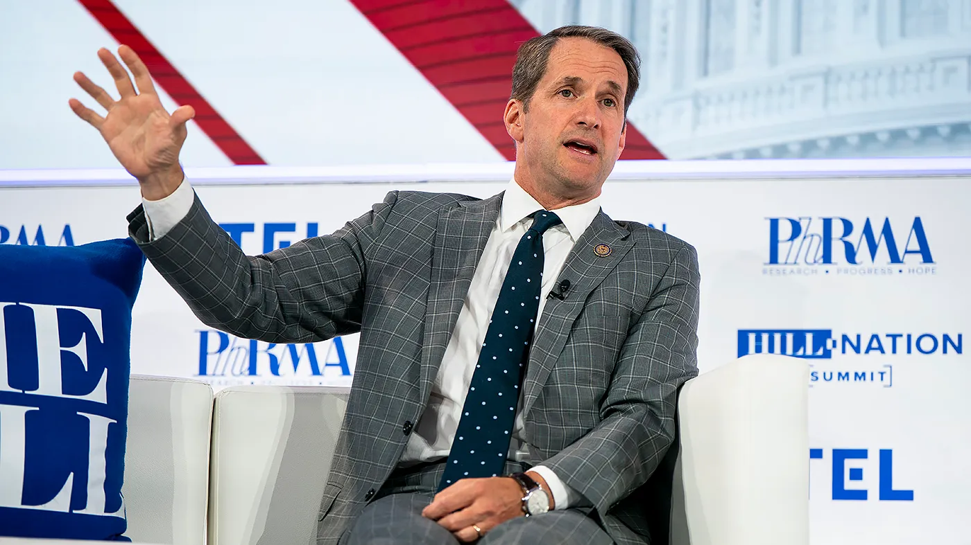 Rep. Jim Himes (D-Conn.) is interviewed by NewsNation Political Editor Chris Stirewalt to discuss intelligence strategy in an age of global instability during the second annual Hill Nation Summit at the Hamilton Hotel in Washington, D.C., on Wednesday, July 15, 2026.