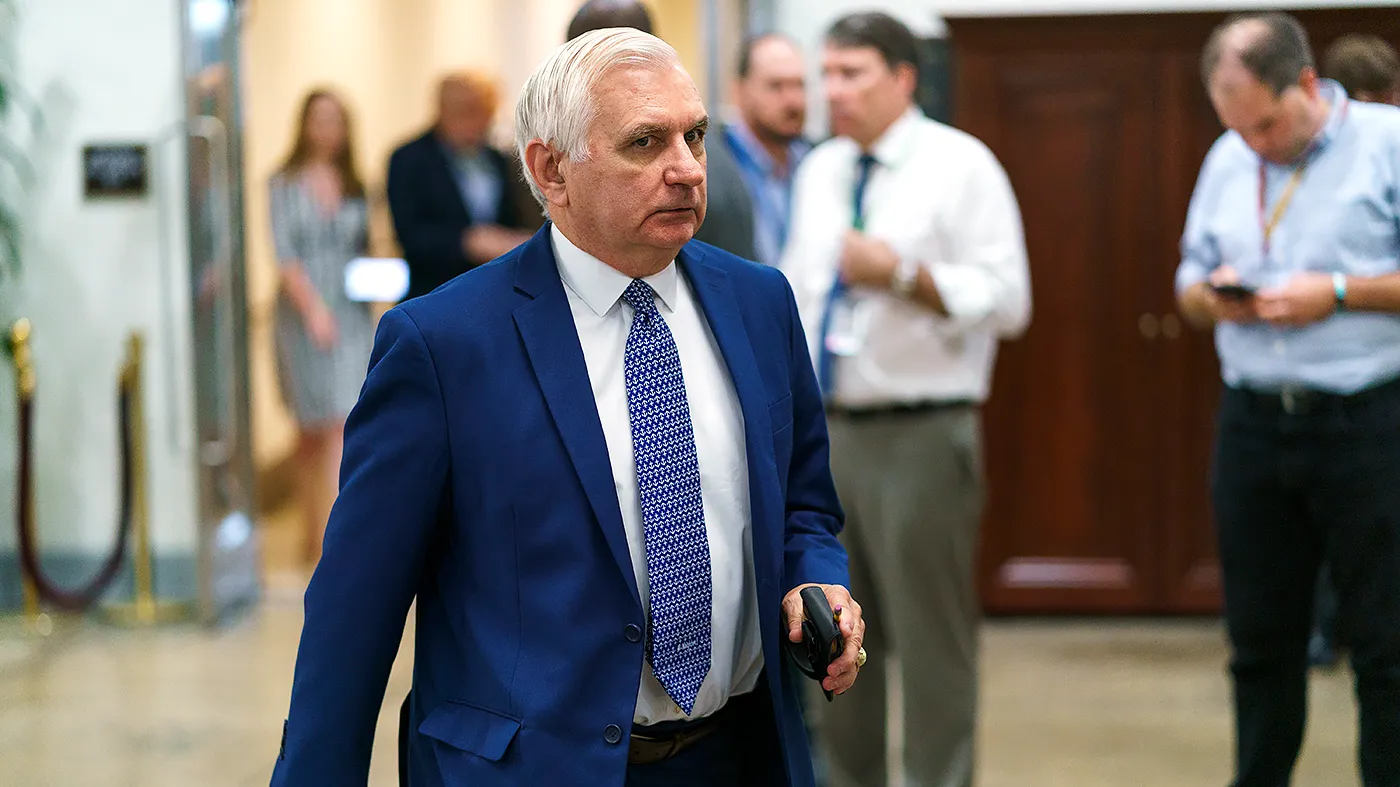 Sen. Jack Reed (D-R.I.) arrives to the Capitol for a series of nomination votes on Thursday, September 7, 2023.