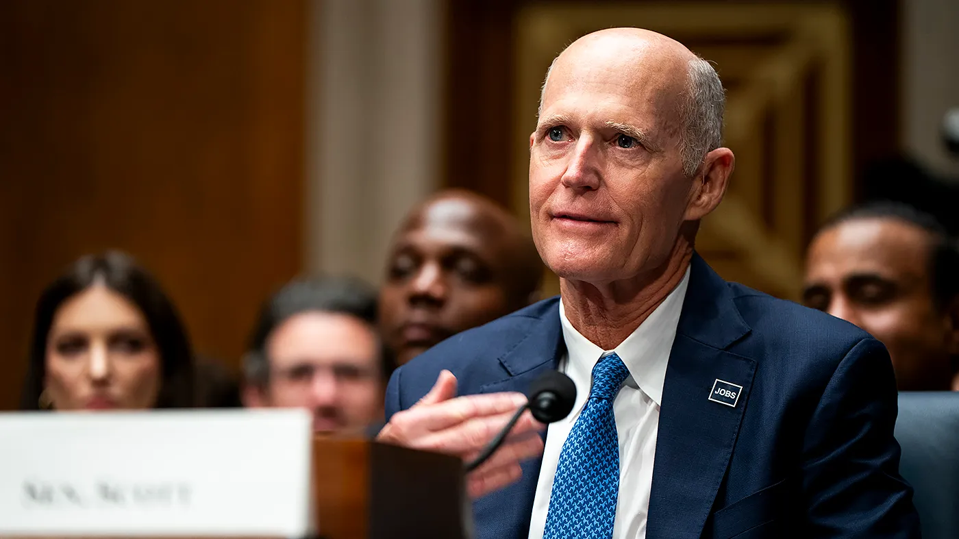 Sen. Rick Scott (R-Fla.) introduces Keith Sonderling during his Senate Health, Education, Labor, and Pensions Committee nomination hearing to be Secretary of Labor/ on Thursday, July 16, 2026.