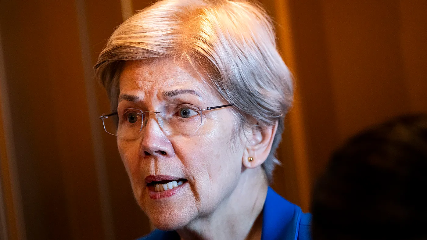 Sen. Elizabeth Warren (D-Mass.) speaks to reporters following outside the Senate Chamber following a vote on Thursday, July 30, 2026.