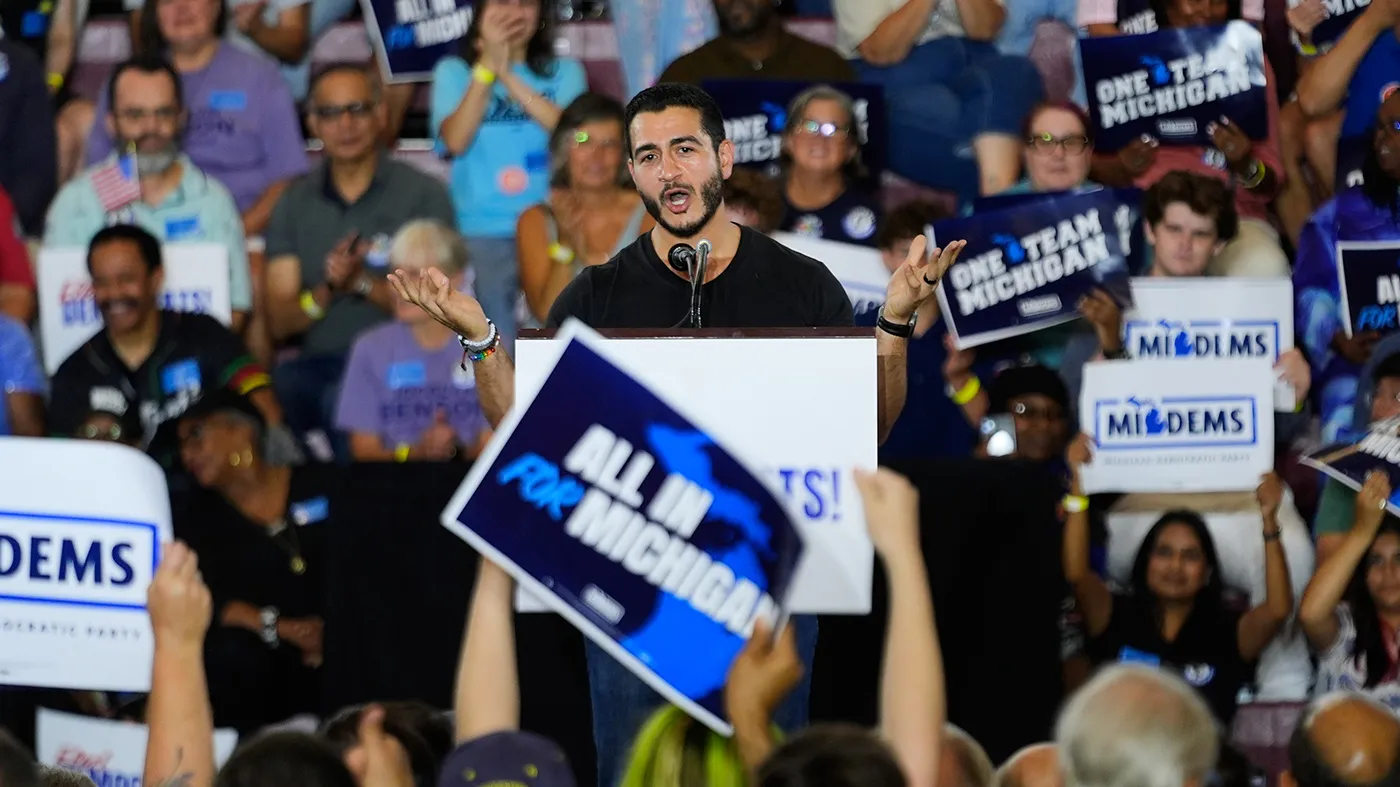 Democratic nominee for U.S. Senate Abdul El-Sayed Speaks at a General Election Kickoff Rally for Michigan Democrats at Renaissance High School Aug. 7, 2026, in Detroit.