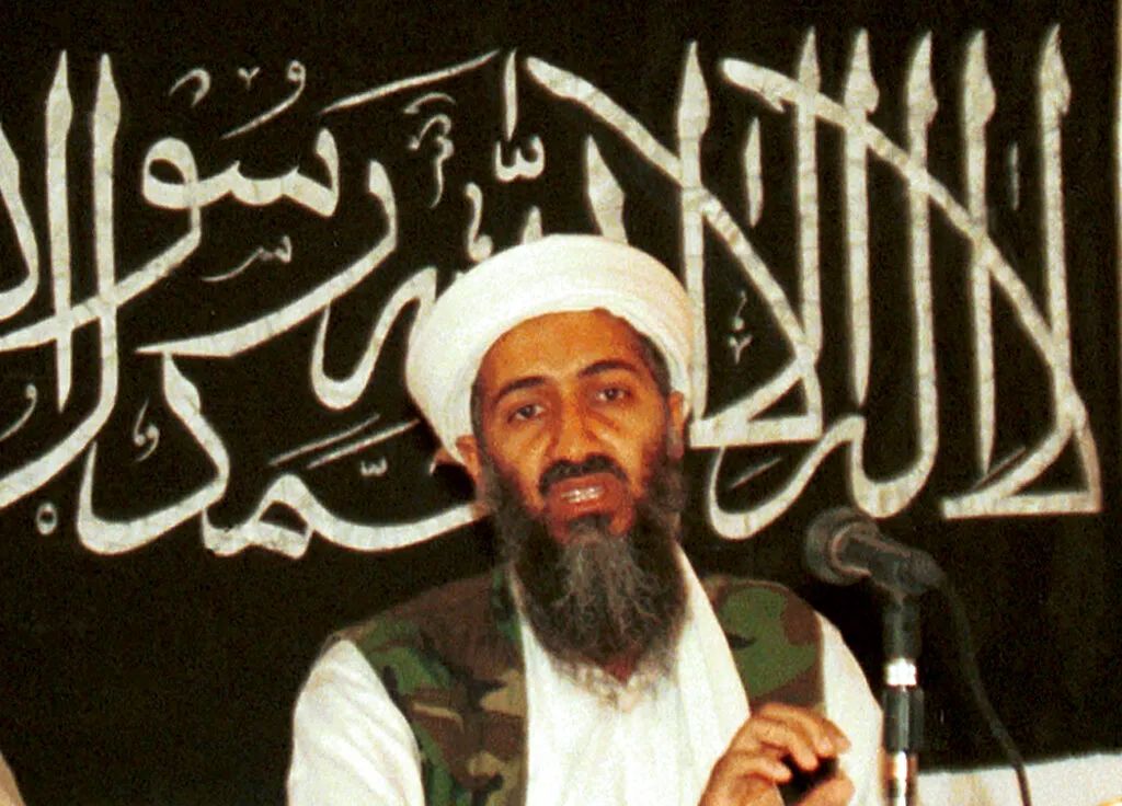 In this 1998 file photo made available on March 19, 2004, Osama bin Laden is seen at a news conference in Khost, Afghanistan.