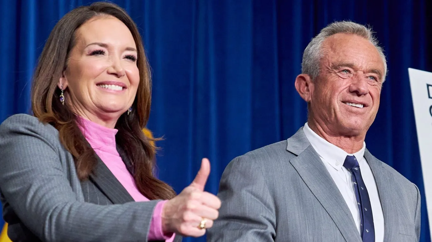 Agriculture Secretary Brooke Rollins and Health and Human Services Secretary Robert F. Kennedy Jr. pose after an announcement at Health and Human Services headquarters about nutrition policy, Jan. 8, 2026, in Washington.