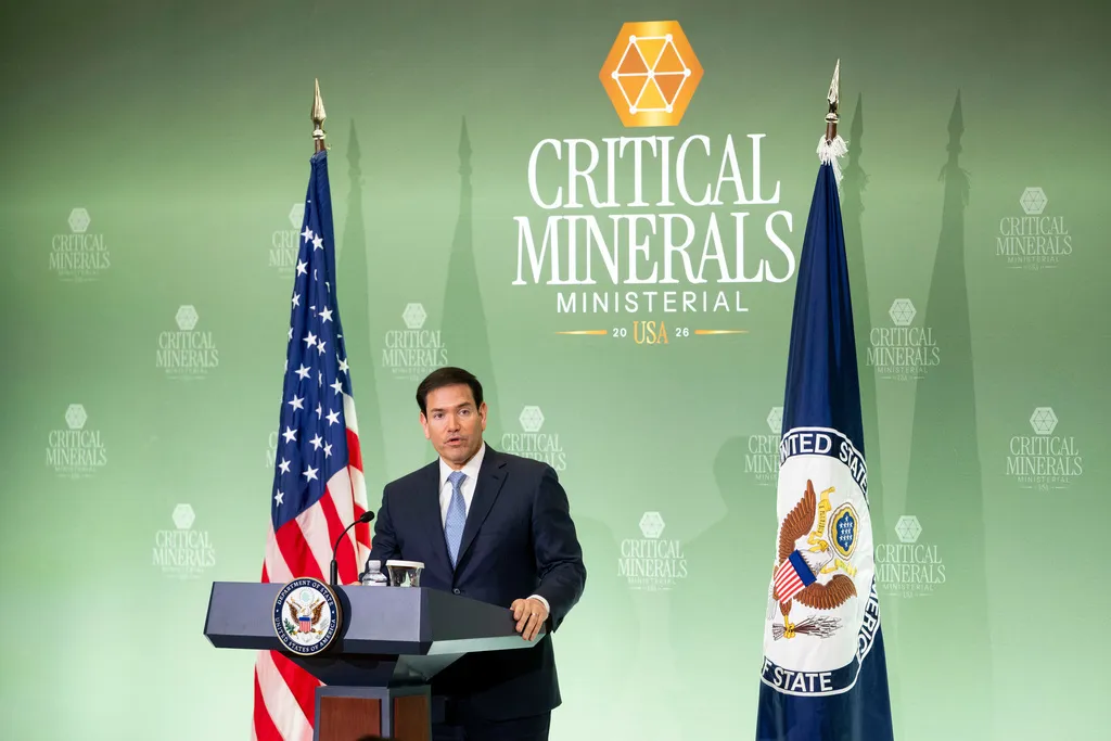 Secretary of State Marco Rubio speaks at a news conference during the Critical Minerals Ministerial meeting at the State Department, Wednesday, Feb. 4, 2026 in Washington. (AP Photo/Kevin Wolf)