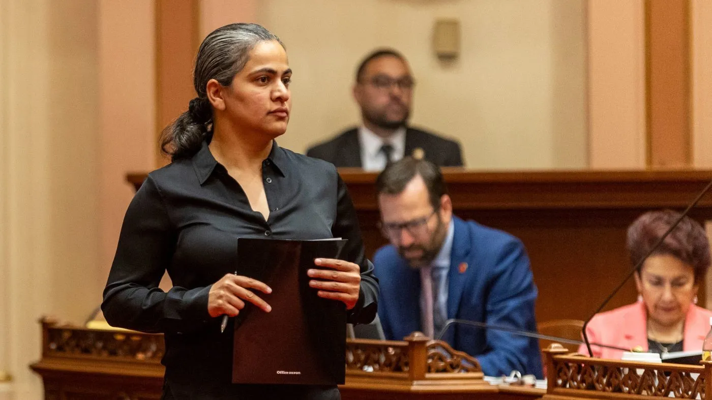 California state Sen. Aisha Wahab (D) is present at the state Legislature on June 15, 2026, in Sacramento, Calif.