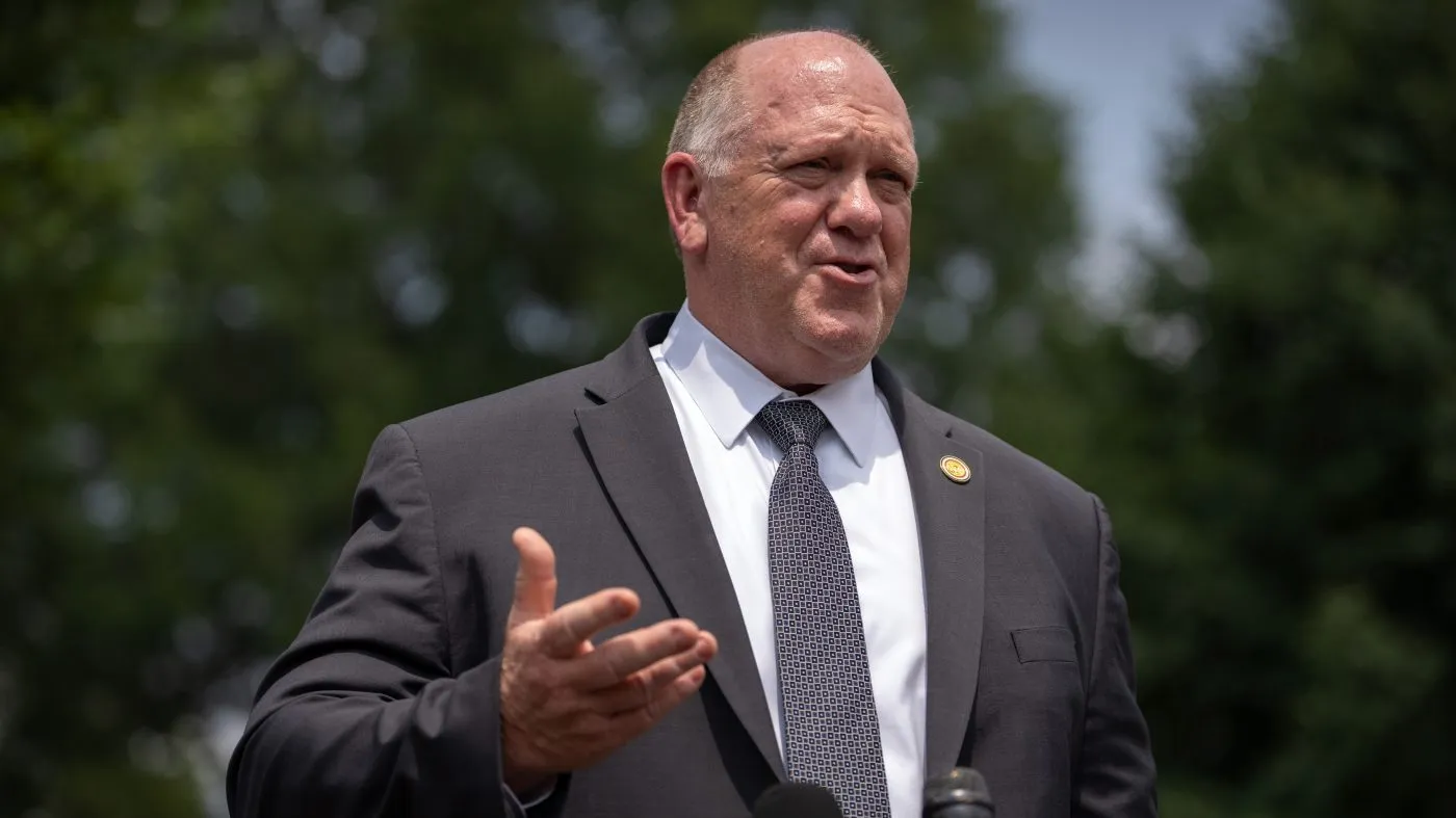 White House border czar Tom Homan speaks with reporters outside the White House on July 20, 2026, in Washington.