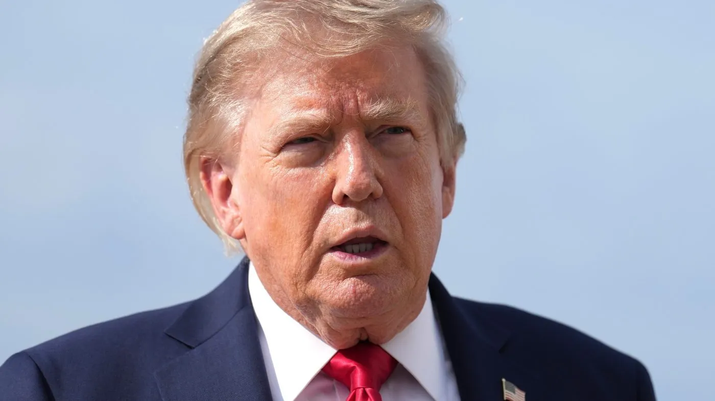 President Trump speaks with reporters before boarding Air Force One, Aug. 21, 2026, at Joint Base Andrews, Md., en route to South Carolina.