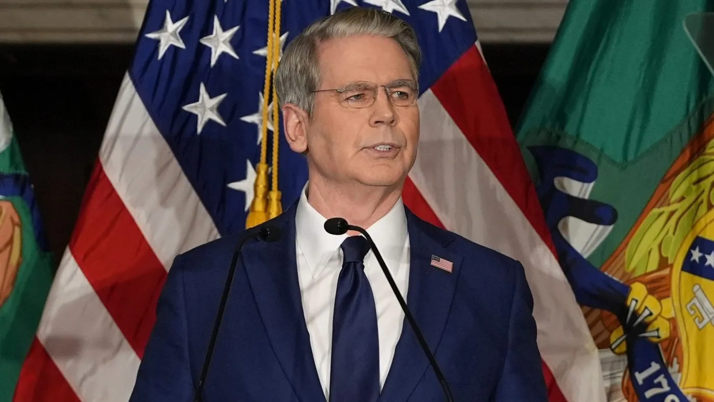 Treasury Secretary Scott Bessent speaks at a news conference, Monday, Aug. 24, 2026, at the Treasury Department in Washington. (AP Photo/Julia Demaree Nikhinson)