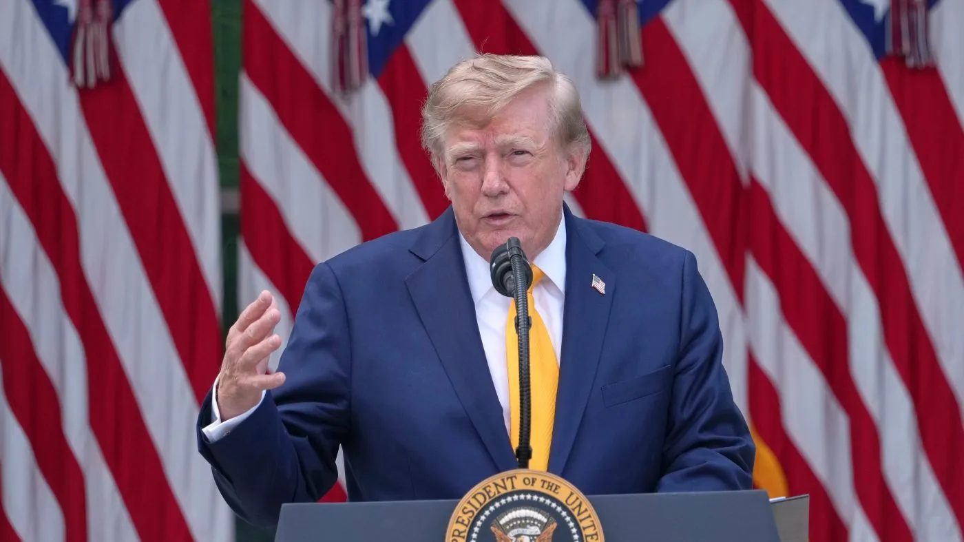 President Trump speaks during a back-to-school event in the Rose Garden of the White House, Aug. 24, 2026, in Washington.