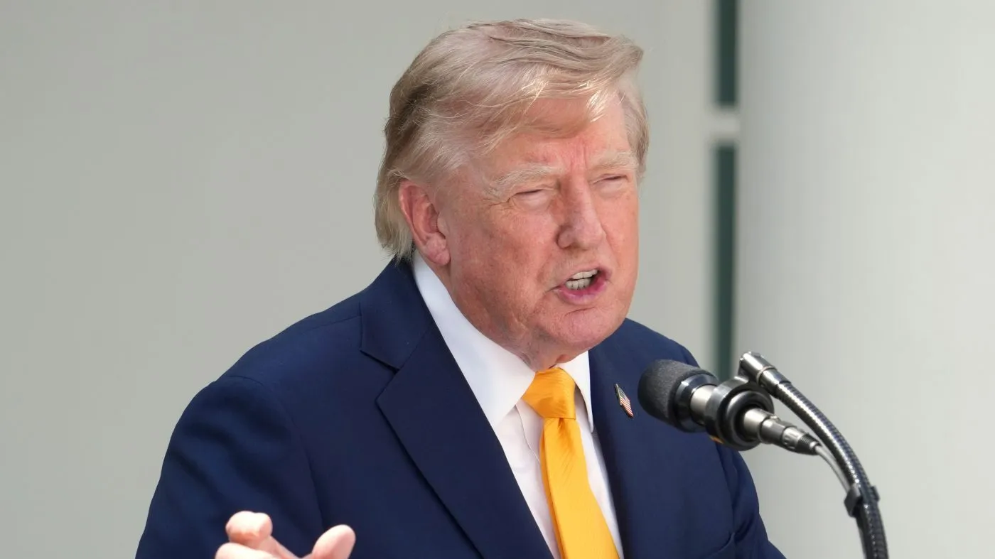 President Trump speaks during a back-to-school event in the Rose Garden of the White House, Aug. 24, 2026, in Washington.