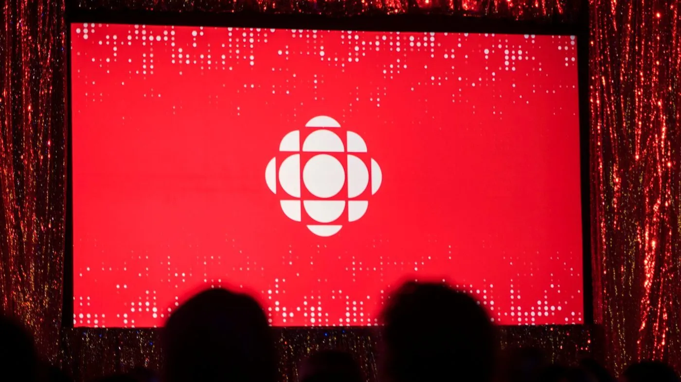 FILE – The Canadian Broadcasting Corporation logo is projected onto a screen on May 29, 2019, in Toronto. (Tijana Martin/The Canadian Press via AP,File)