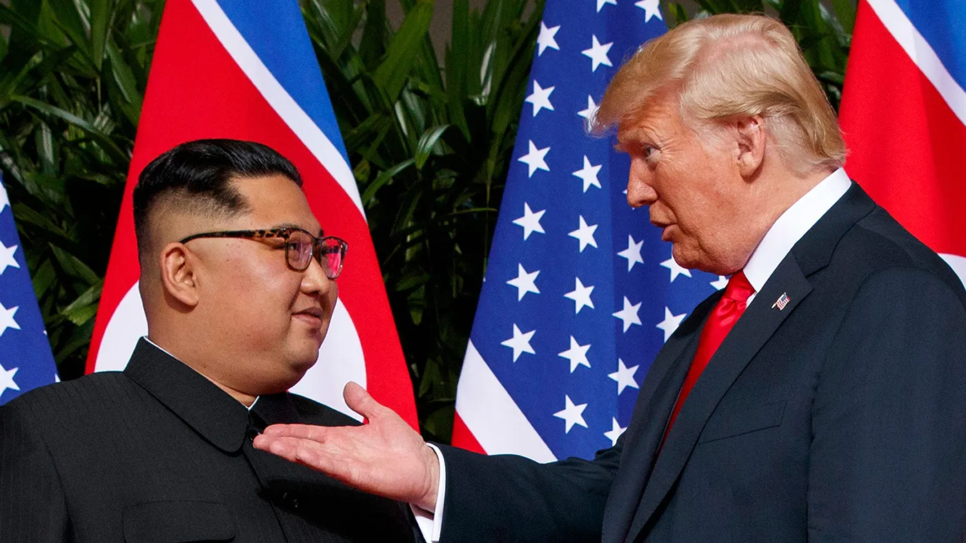 President Trump, right, meets with North Korean leader Kim Jong Un on Sentosa Island in Singapore, on June 12, 2018.